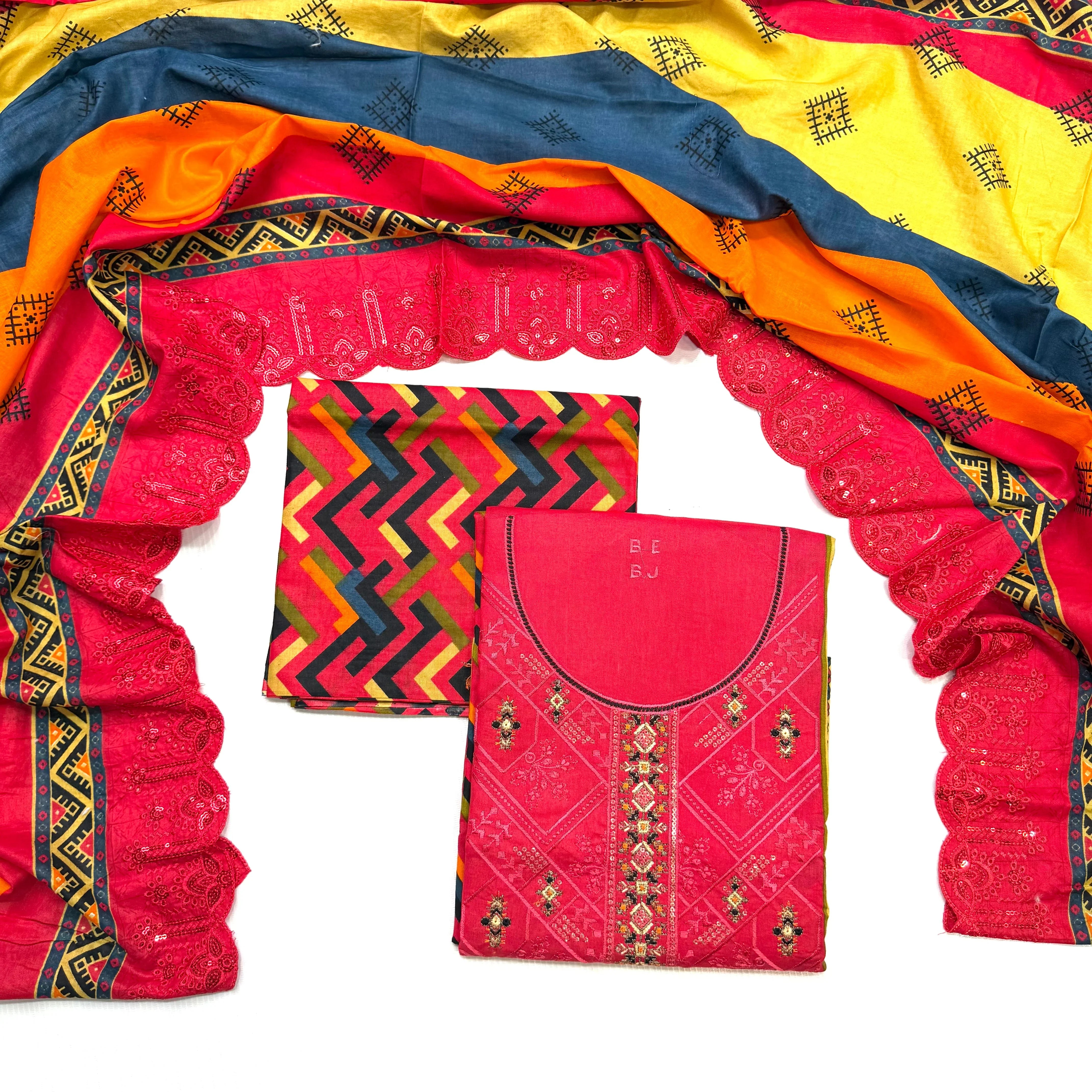 Bin Saeed Printed Embroidered 3PC Memon Clothes